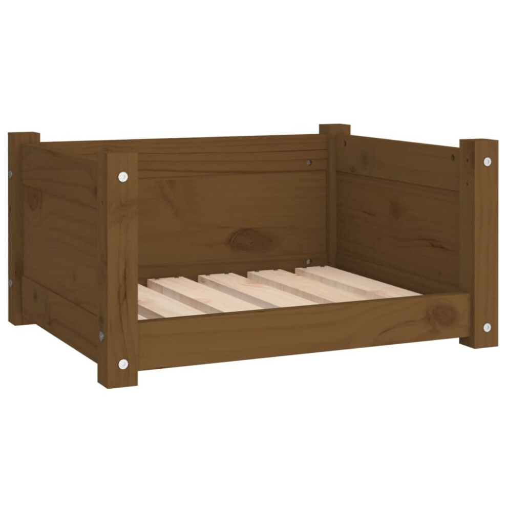vidaXL Solid Pine Wood Dog Bed 55.5x45.5x28 cm Honey Brown Pet Sofa Dog Couch