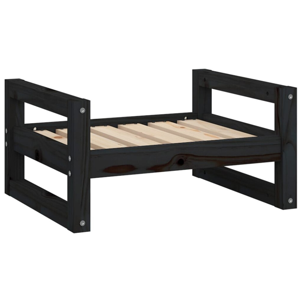 vidaXL Solid Pine Wood Dog Bed Black 55.5x45.5x28 cm Wooden Pet Sofa Dog Couch