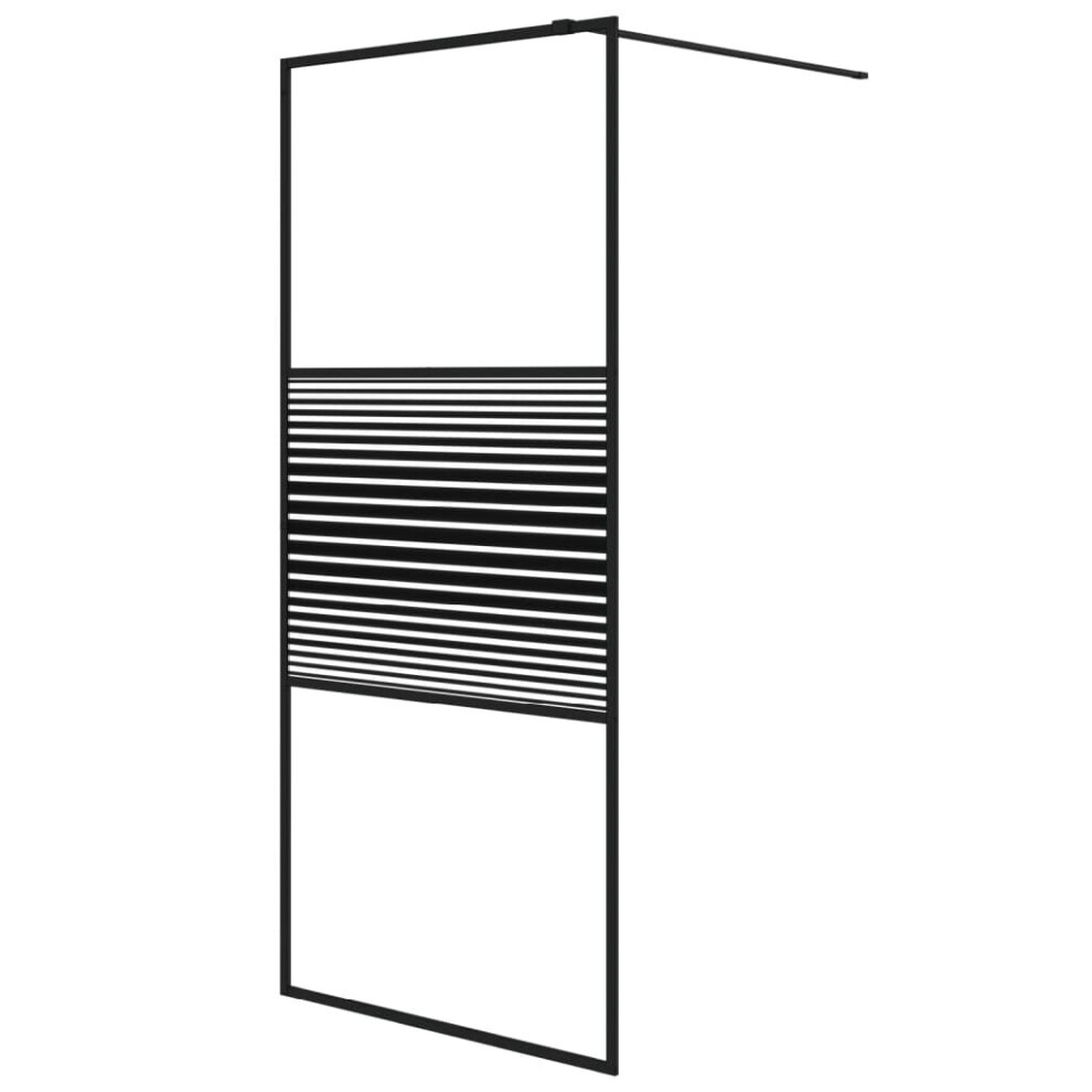 Vidaxl Walk-In Shower Wall Black 90X195 Cm Clear Esg Glass Shower Enclosure 8720287052432