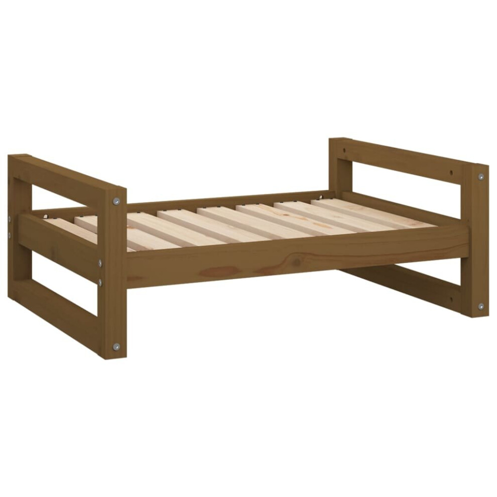 vidaXL Solid Pine Wood Dog Bed Honey Brown 75.5x55.5x28 cm Pet Sofa Dog Couch