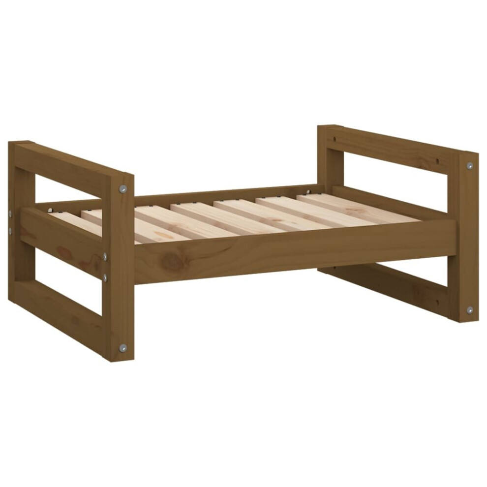 vidaXL Solid Pine Wood Dog Bed Honey Brown 65.5x50.5x28 cm Pet Sofa Dog Couch