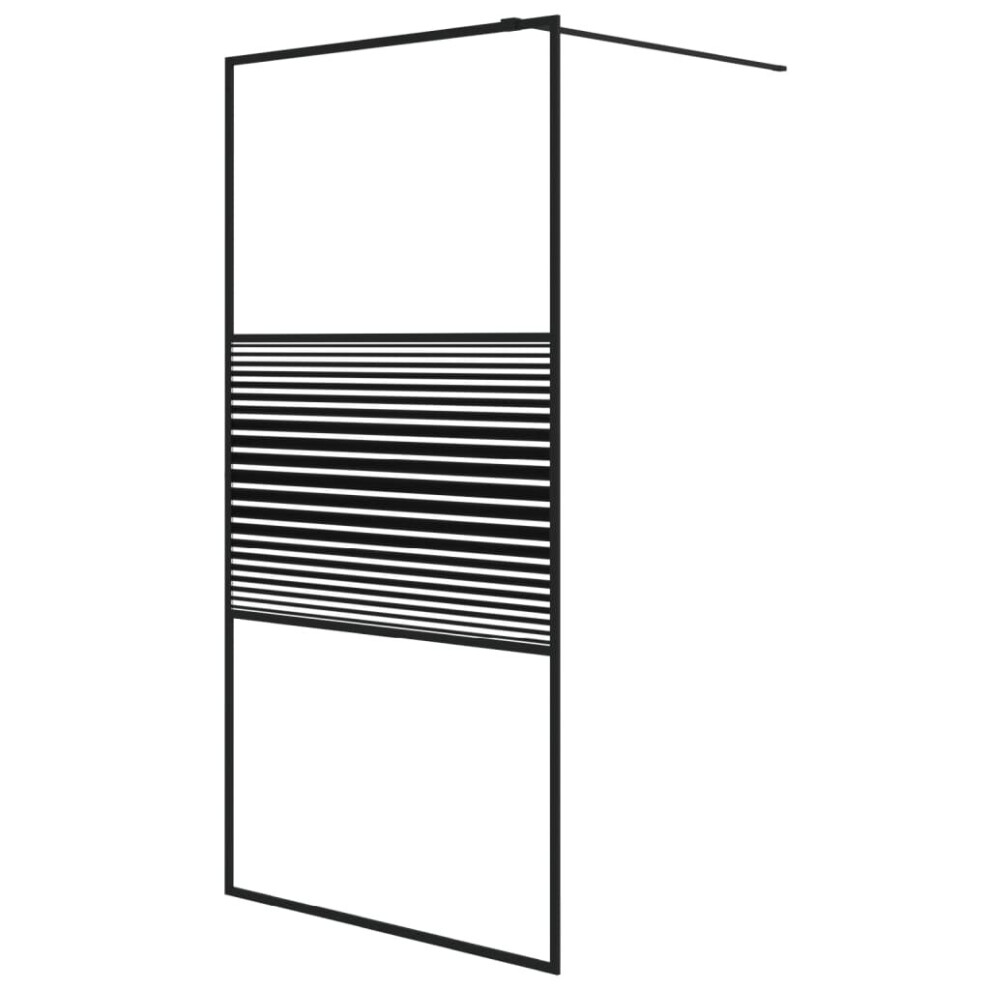 vidaXL Walk-in Shower Wall Black 100x195 cm Clear ESG Glass Shower Screen