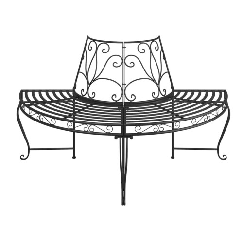 VidaXL vidaXL Baumbänke Halbrund 2 Stk. Ø160 cm Schwarz Stahl 2
