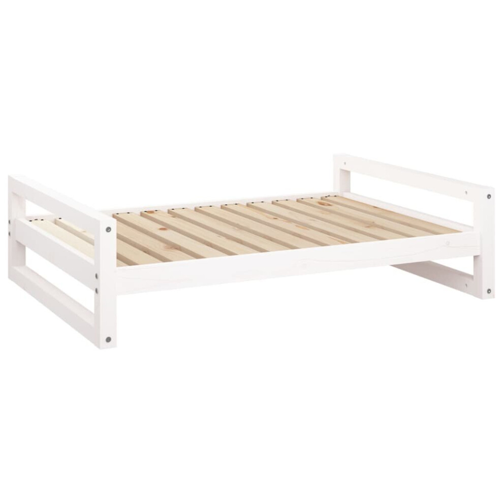 vidaXL Solid Pine Wood Dog Bed White 105.5x75.5x28 cm Pet Sofa Puppy Dog Couch