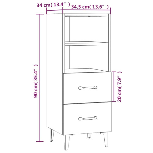 VidaXL vidaXL Sideboard High Gloss White Engineered Wood Home Organiser Cupboard 1