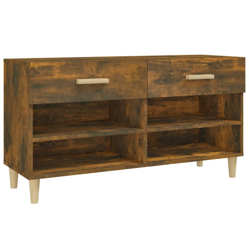Vidaxl Shoe Cabinet Smoked Oak Engineered Wood Hallway Shoe Storage Cupboard Brown