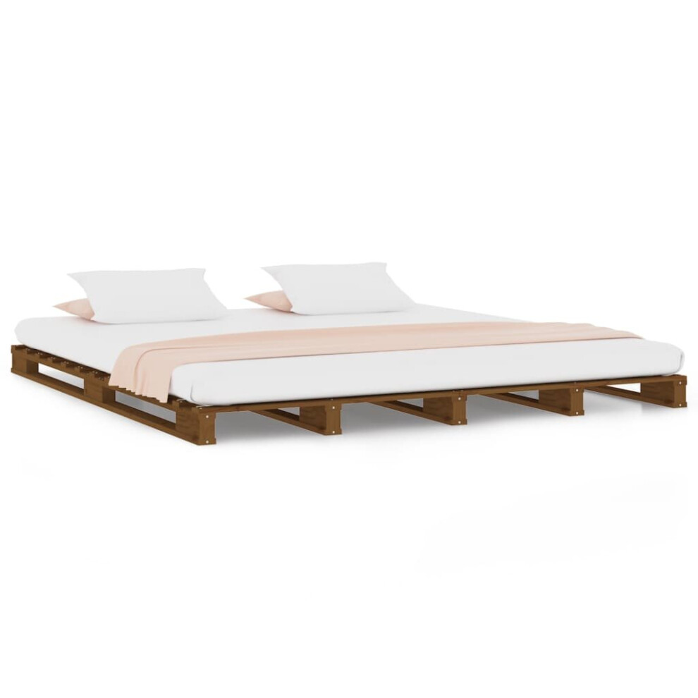 Vidaxl Solid Wood Pine Bed Frame Honey Brown 120X200 Cm Wooden Platform Bed
