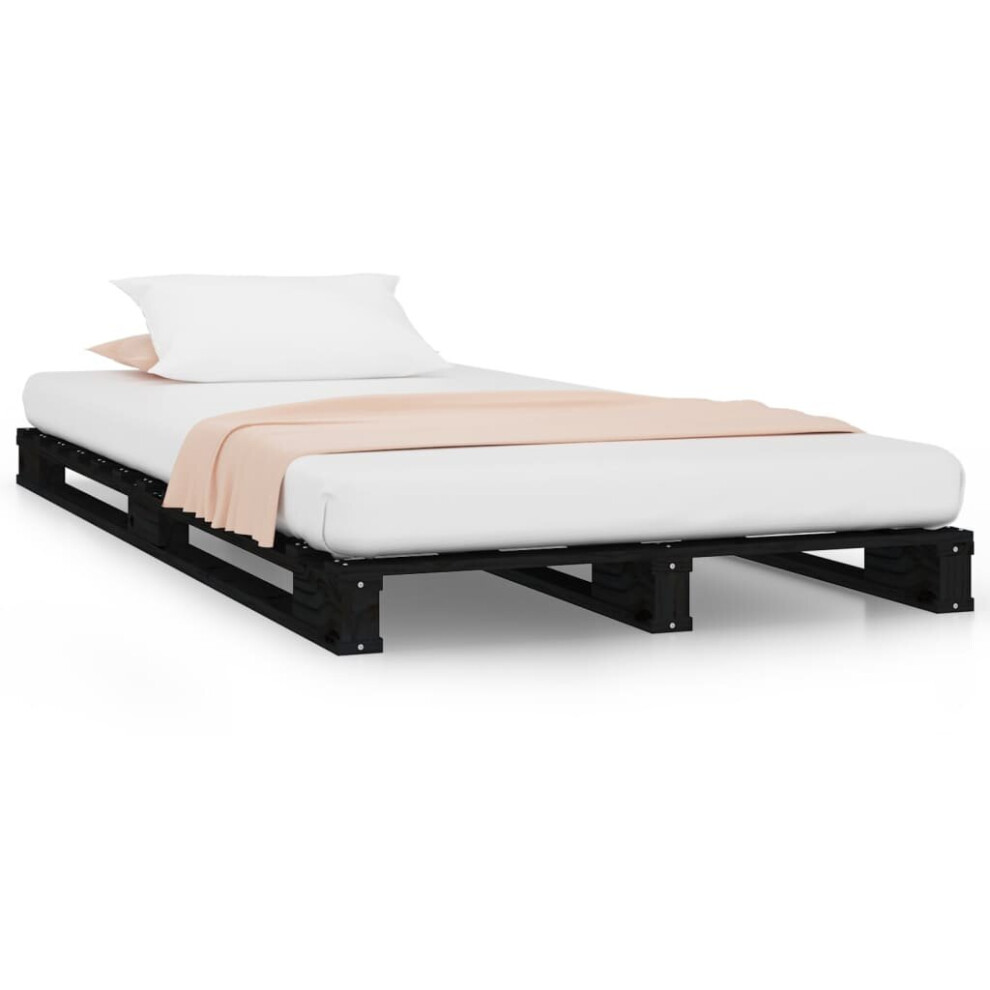 vidaXL Pallet Bed Home Bed Frame Black 75x190 cm Small Single Solid Wood Pine