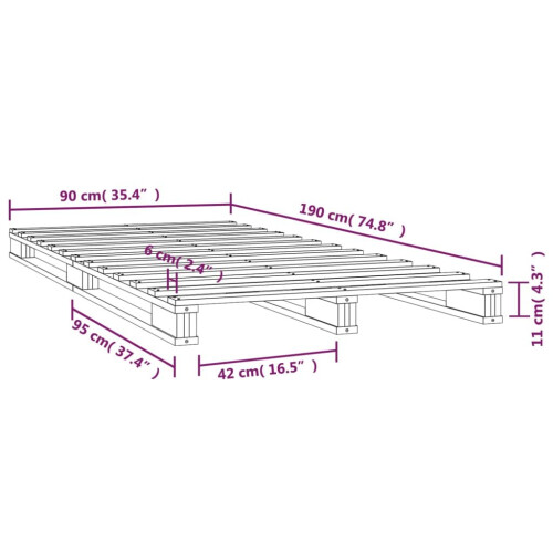VidaXL vidaXL Pallet Bed Bedstead Bed Frame White 90x190 cm Single Solid Wood Pine 1