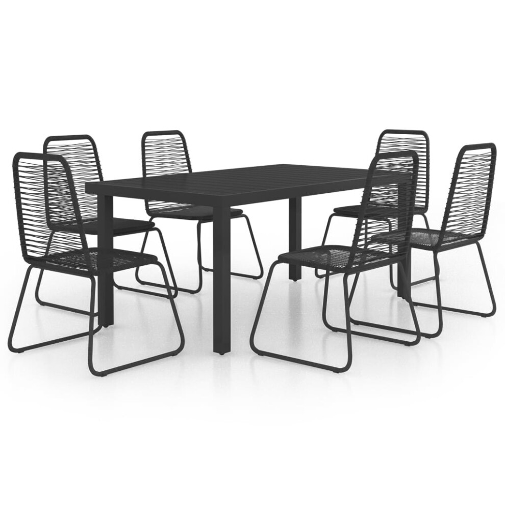 vidaXL Garden Dining Set 7 Piece PVC Rattan Black Patio Outdoor Furniture Set