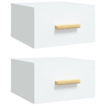 vidaXL 2x Wall-mounted Bedside Cabinets White Floating Bedside Wall Cabinet