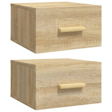 vidaXL 2x Wall-mounted Bedside Cabinets Sonoma Oak Floating Bedside Wall Unit