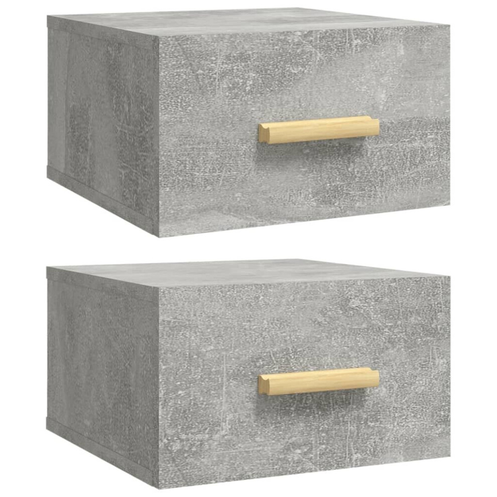 vidaXL 2x Wall-mounted Bedside Cabinets Concrete Grey Floating Bedside Unit