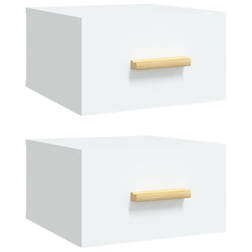 VidaXL vidaXL 2x Wall-mounted Bedside Cabinets White Floating Bedside Wall Cabinet 1