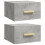 VidaXL vidaXL 2x Wall-mounted Bedside Cabinets Concrete Grey Floating Bedside Unit 2