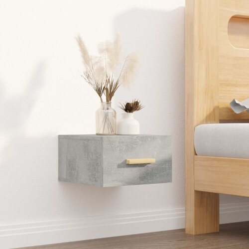 VidaXL vidaXL 2x Wall-mounted Bedside Cabinets Concrete Grey Floating Bedside Unit 2