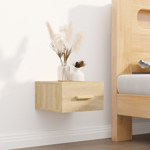 VidaXL vidaXL 2x Wall-mounted Bedside Cabinets Sonoma Oak Floating Bedside Wall Unit 2