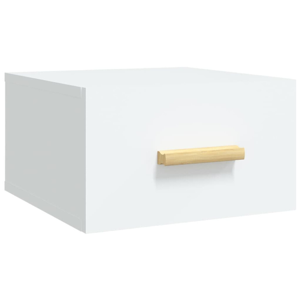 vidaXL Wall-mounted Bedside Cabinet White Floating Bedside Unit Nightstand