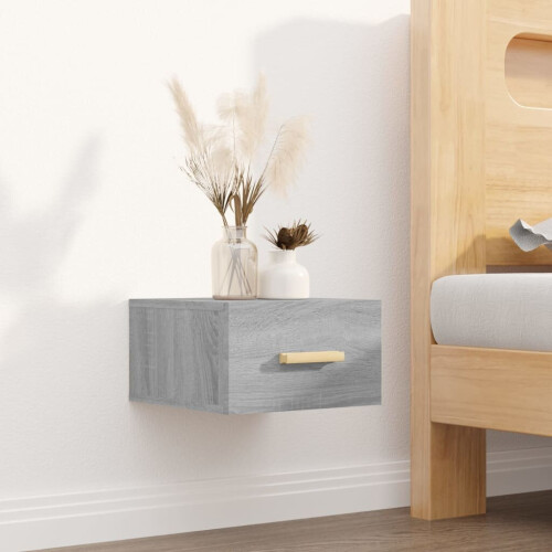 VidaXL vidaXL 2x Wall-mounted Bedside Cabinets Grey Sonoma Floating Bedside Unit 2