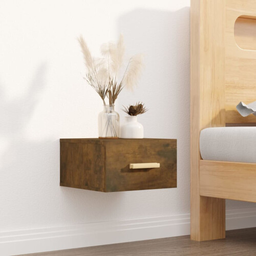 VidaXL vidaXL 2x Wall-mounted Bedside Cabinets Smoked Oak Floating Bedside Wall Unit 2