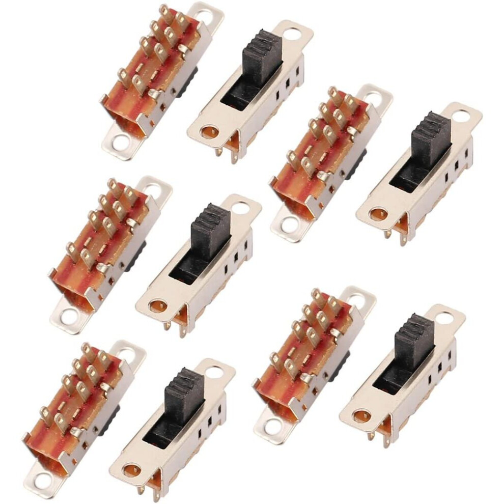 Sourcingmap 10Pcs 3 Position 8P Dpdt Panel Mount Micro Slide Switch Latching Toggle Switch 604267063176