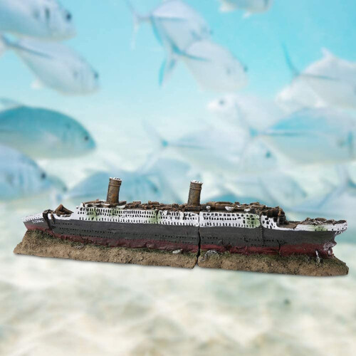 HEEPDD Aquarium Decoration Ship 15 Inch Titanic Shipwreck Decorations Resin Material Large Broken Boat Fish Tank Ornaments on OnBuy