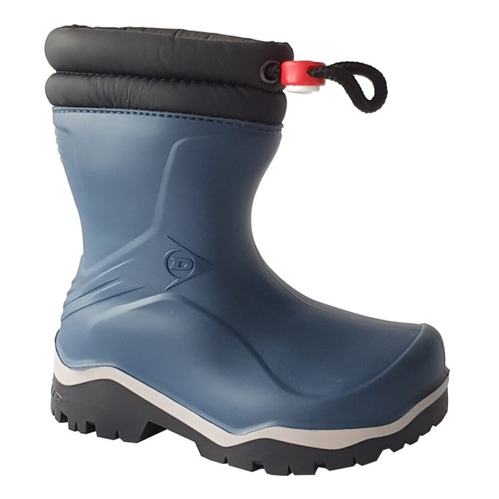 (8 UK Child, Blue) Dunlop Kids Blizzard Toggle Tie Thermal Wellington Boots