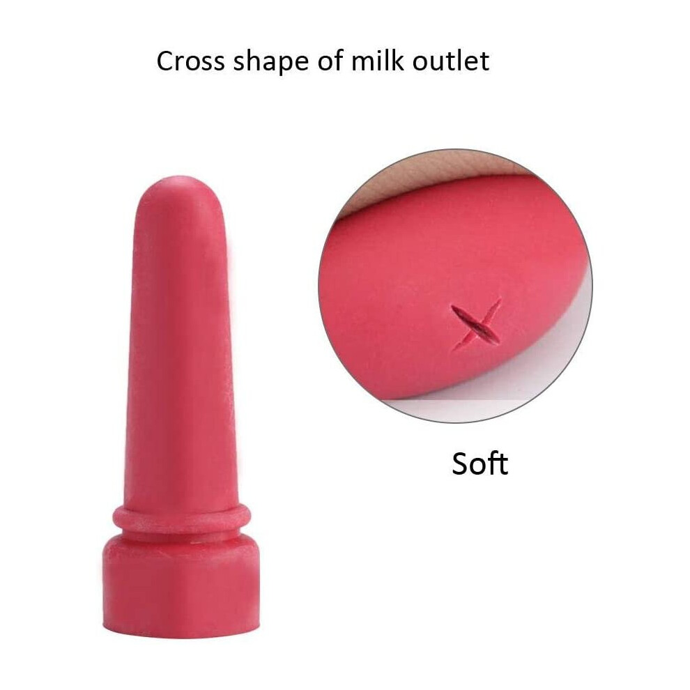 5Pcs Sheep Goat Lamb Milk Drink Nipples Small Animal Milk Drink Nipple Lamb Teats Nursing Bottle Nipples Soft Rubber Pacifier For Feed Orphaned Red Pssopp