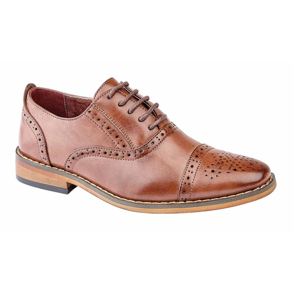 (5 UK, Mid Brown) Goor Boys Capped Lace Oxford Brogue Shoe