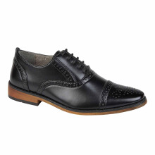 (4 UK, Black) Goor Boys Capped Lace Oxford Brogue Shoe