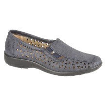 (3 UK, Navy Blue) Boulevard Womens/Ladies Nubuck Side Gusset Summer Casual Shoes