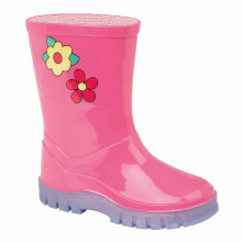 (9 UK Child, Pink/Lilac) Stormwells Kids Puddle Digger Print Wellingtons
