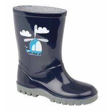 (3 UK Child, Navy Blue/Grey) Stormwells Kids Helicopter Print Wellingtons
