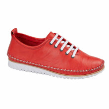 (7 UK, Red) Mod Comfys Womens 5 Eye Softie Leather Shoes