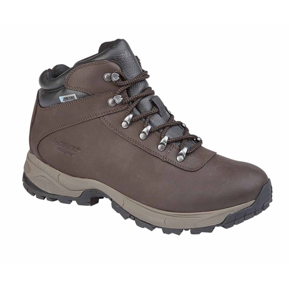 (15 UK, Dark Brown) Hi-Tec 'EuroTrek Lite WP' Mens Coated Leather Hiking Boots