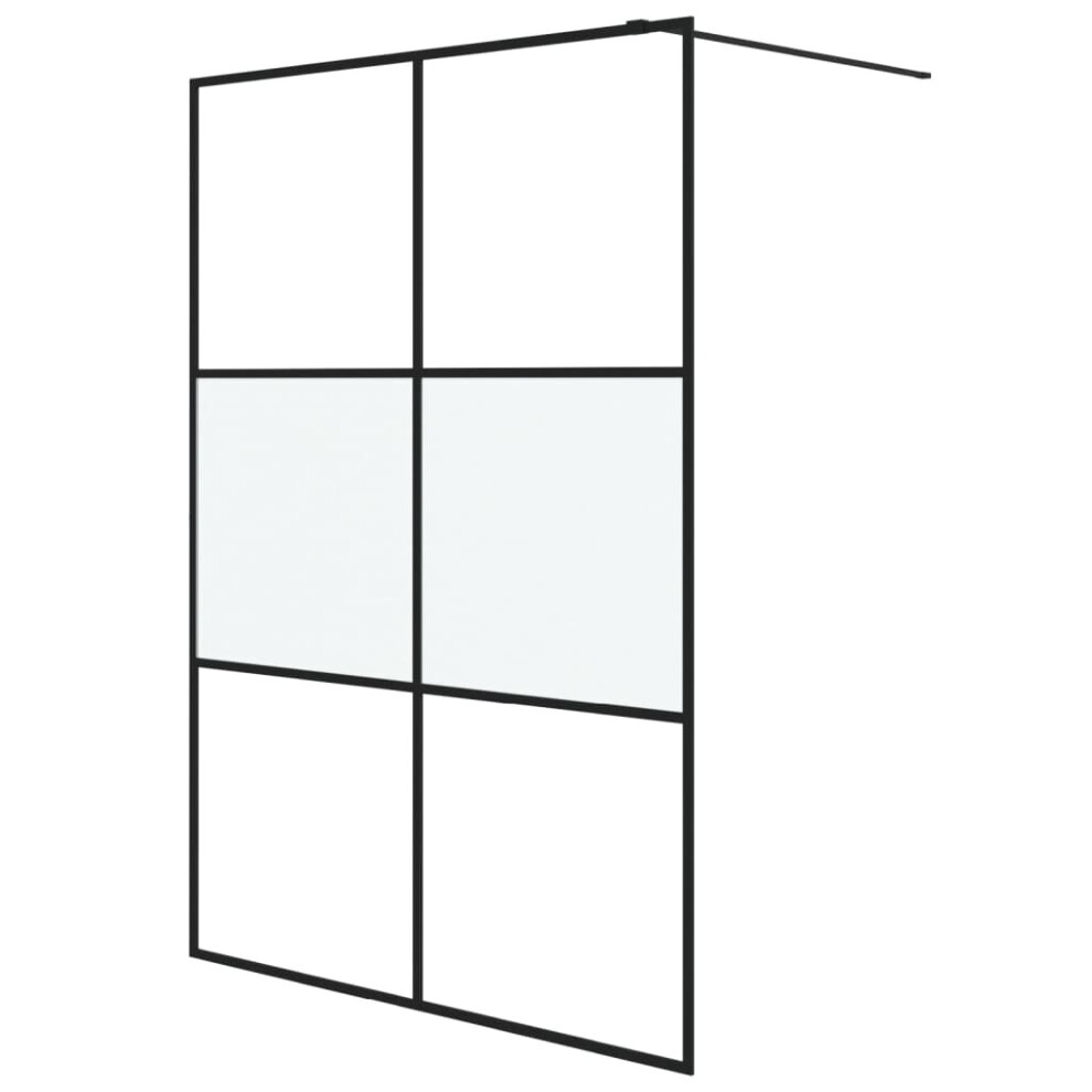 Vidaxl Walk-In Shower Wall Black 140X195 Cm Half Frosted Esg Glass Shower Wall 8720287052067