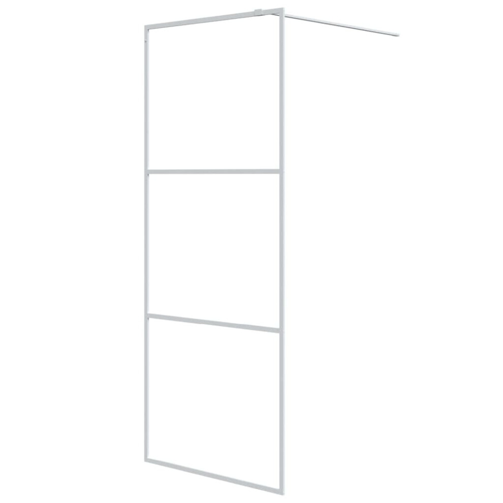 vidaXL Walk-in Shower Wall White 80x195 cm Clear ESG Glass Shower Enclosure