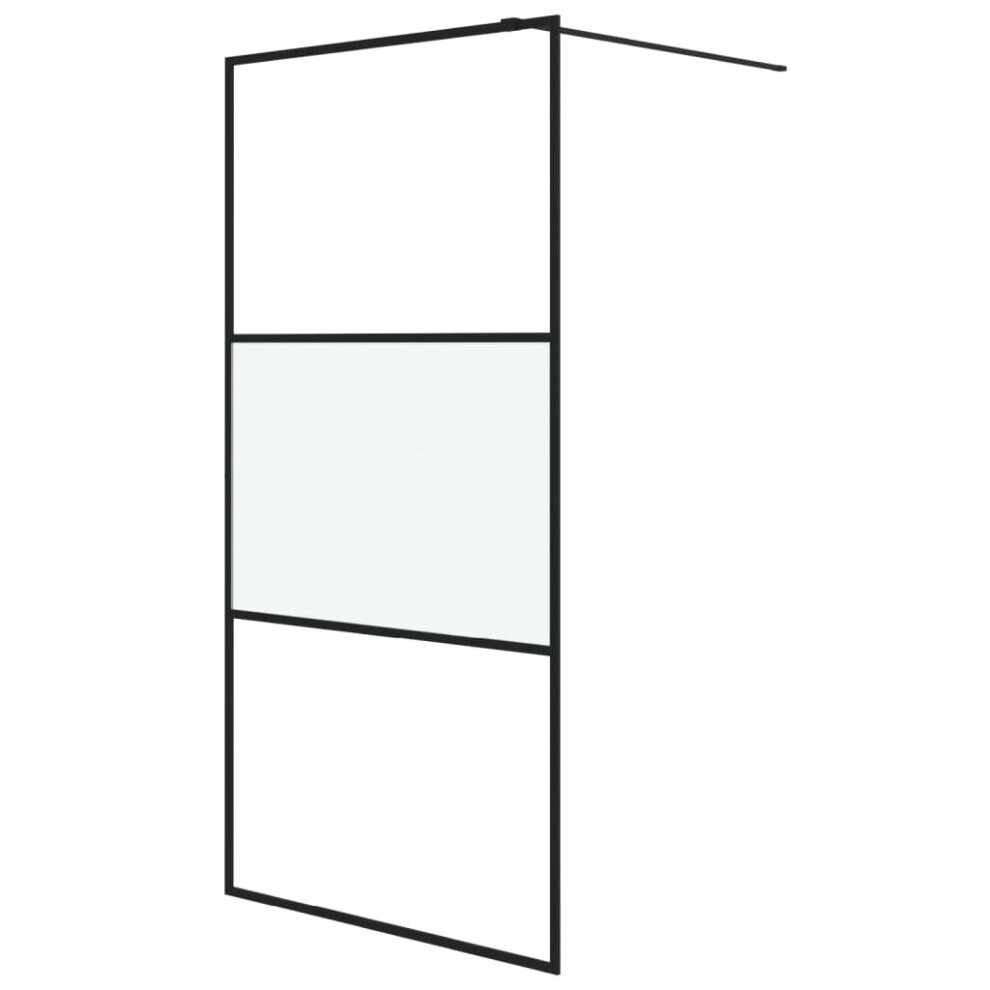 Vidaxl Walk-In Shower Wall Black 100X195 Cm Half Frosted Esg Glass Shower Wall