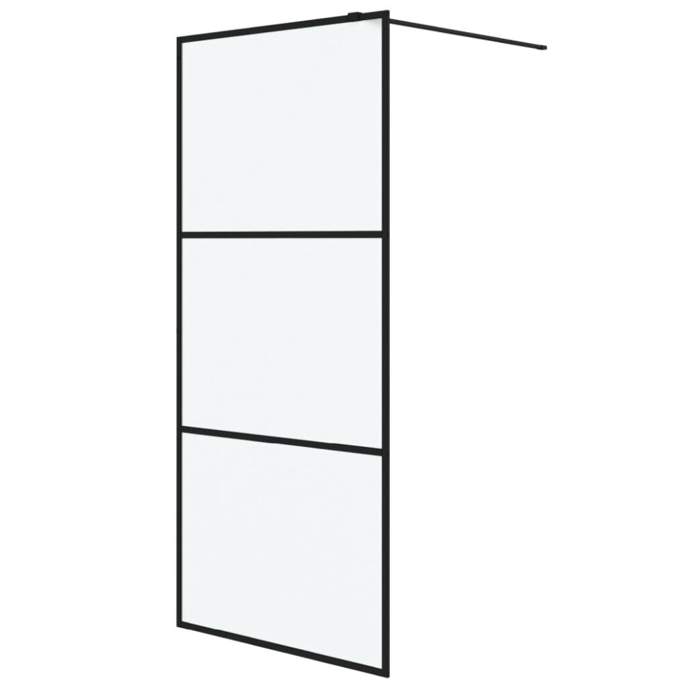Vidaxl Walk-In Shower Wall Black 90X195 Cm Frosted Esg Glass Shower Screen