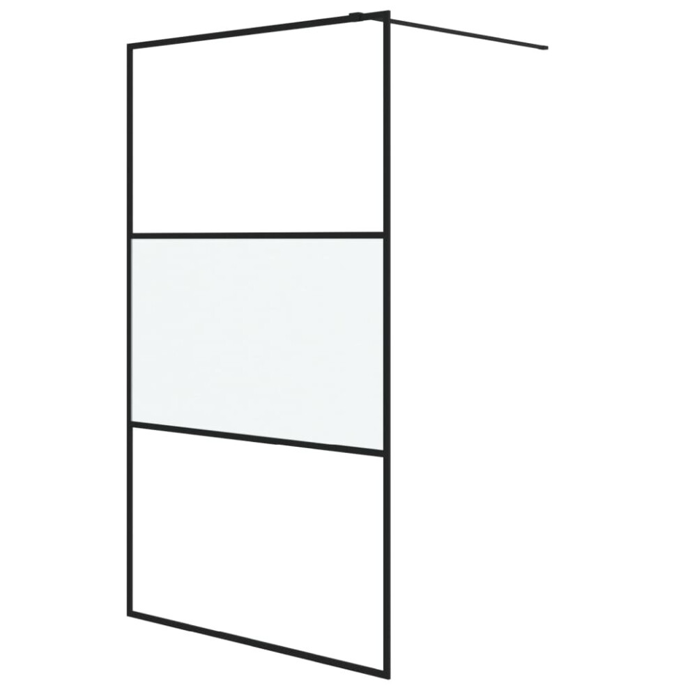 Vidaxl Walk-In Shower Wall Black 115X195 Cm Half Frosted Esg Glass Shower Wall