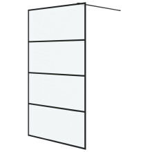 vidaXL Walk-in Shower Wall Black 115x195 cm Frosted ESG Glass Shower Screen