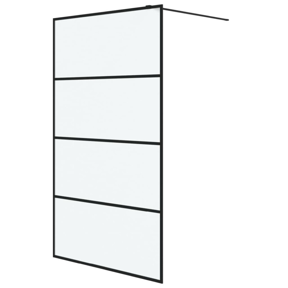 Vidaxl Walk-In Shower Wall 115X195 Cm Frosted Esg Glass Shower Screen Black