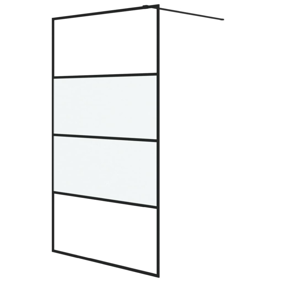 Vidaxl Walk-In Shower Wall Black 115X195 Cm Half Frosted Esg Glass Shower Wall