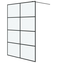vidaXL Duschwand für Begehbare Dusche Schwarz 140x195 cm Matt ESG-Glas