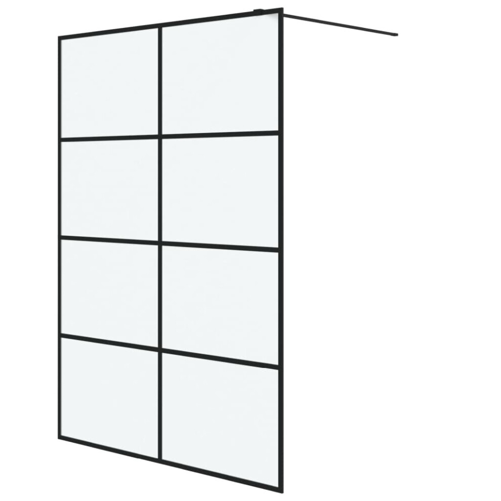 Vidaxl Walk-In Shower Wall Black 140X195 Cm Frosted Esg Glass Shower Screen