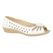 (3 UK, White) Boulevard Womens Punched Open Toe Floral Casual Shoes
