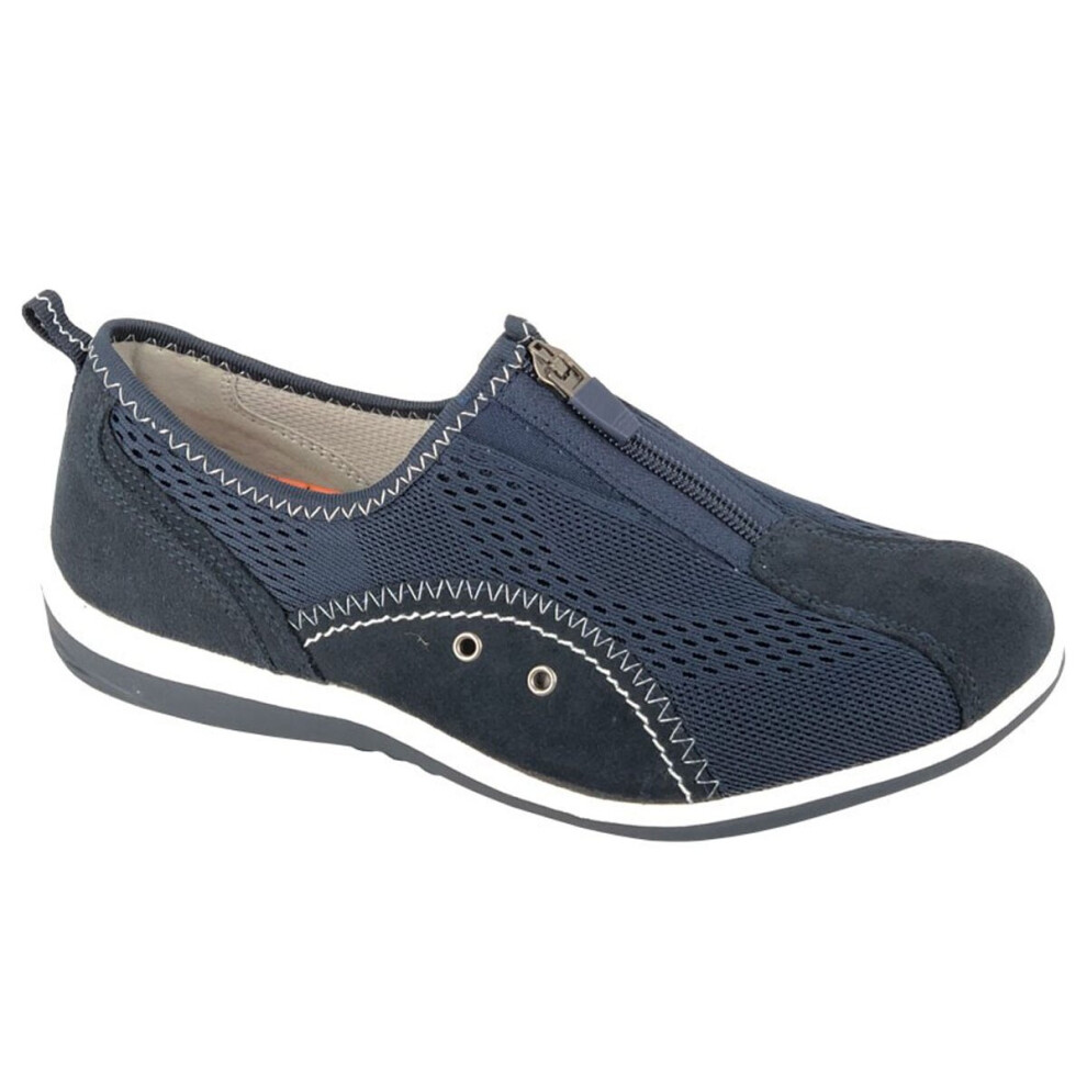 (6 UK, Navy Blue) Boulevard Womens Zip/Elastic Gusset Leisure Casual Shoes