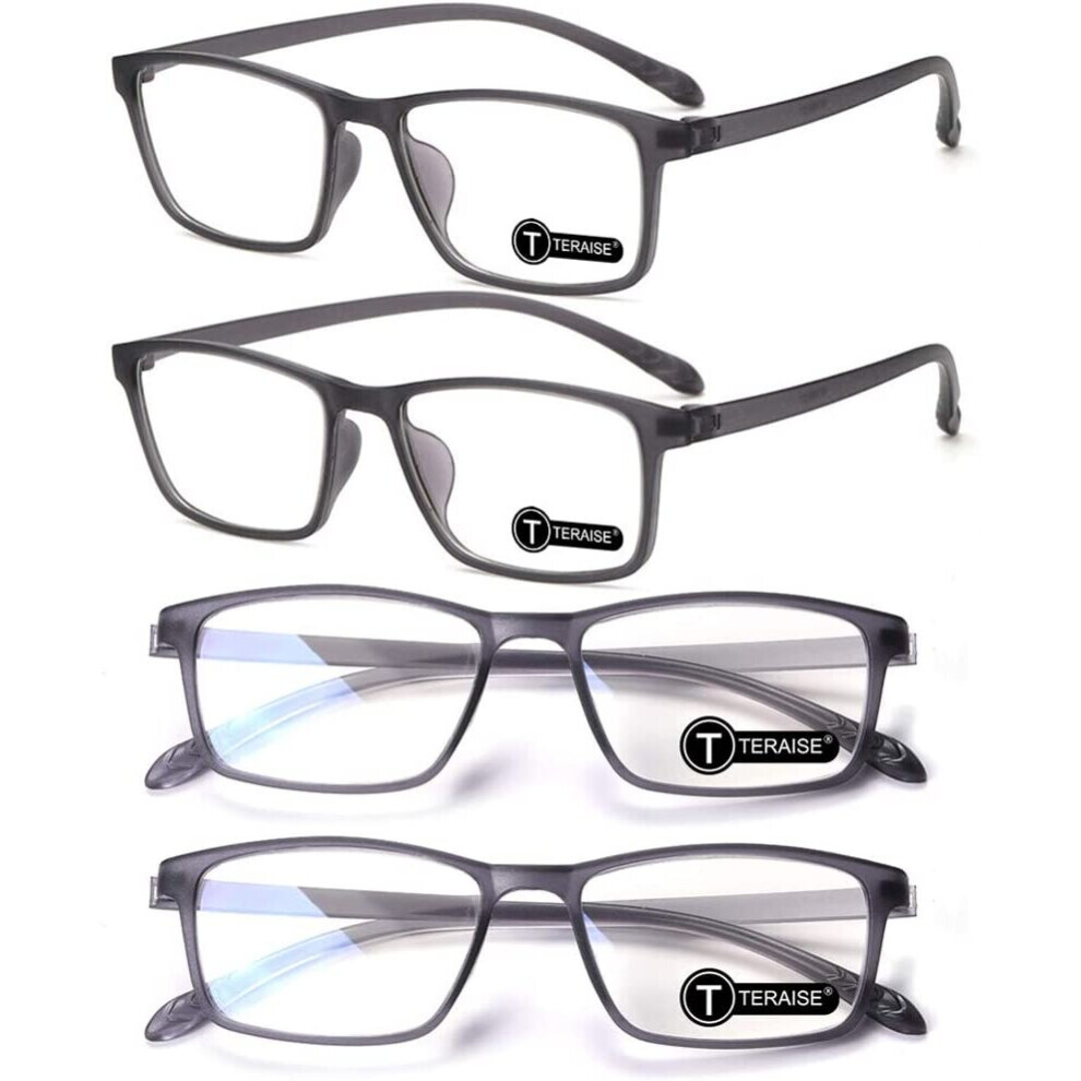 Teraise Blue/Light 4-Pack Reading Glasses Blocking Computer Eyeglasses Ultra- High Elasticity Readers Reduce Eye Fatigue For Men And Women(+2.5X)