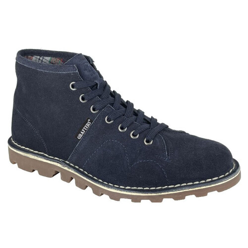 (6 UK, Navy Suede) Grafters Heritage Unisex Leather Monkey Boots