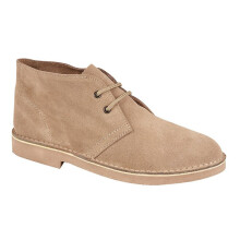 (14 UK, Stone) Roamers Unisex Real Suede 2 Eyelet Fashion Desert Boots